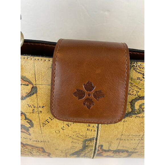 Patricia Nash Rienzo Satchel Shoulder Bag Vintage Tan Leather European Map NWT - Picture 6 of 11